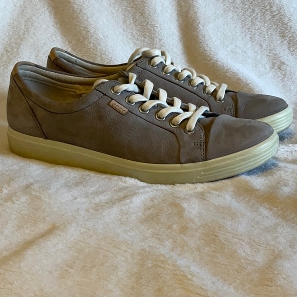 Ecco Sneakers - Taupe color with suede feel with off white soles. Size 9 Womens - Picture 2 of 5